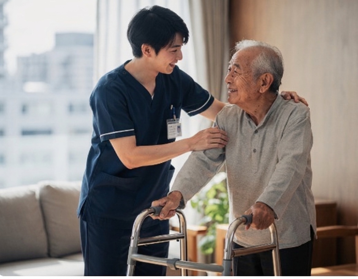 看護師・療法士と利用者の関係性が伝わる一枚