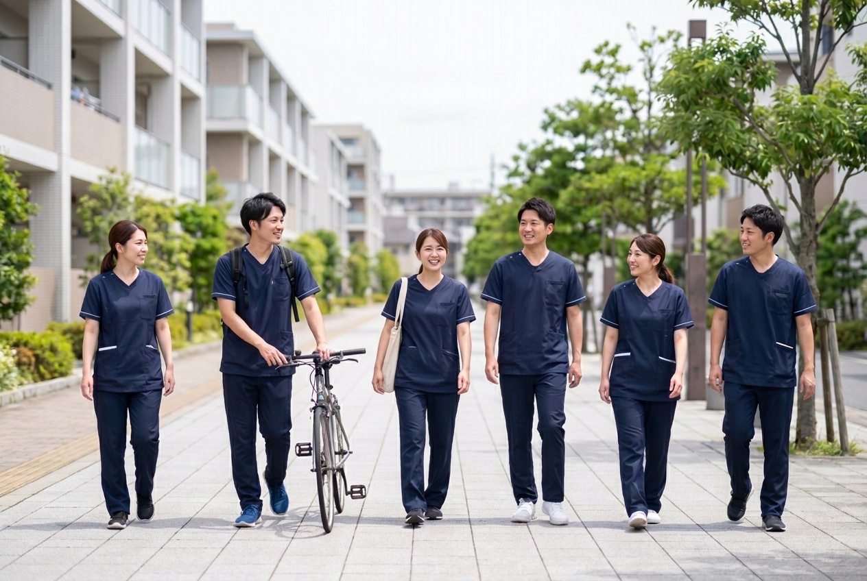 看護師・療法士が、利用者の暮らしの場で自然に関わる様子